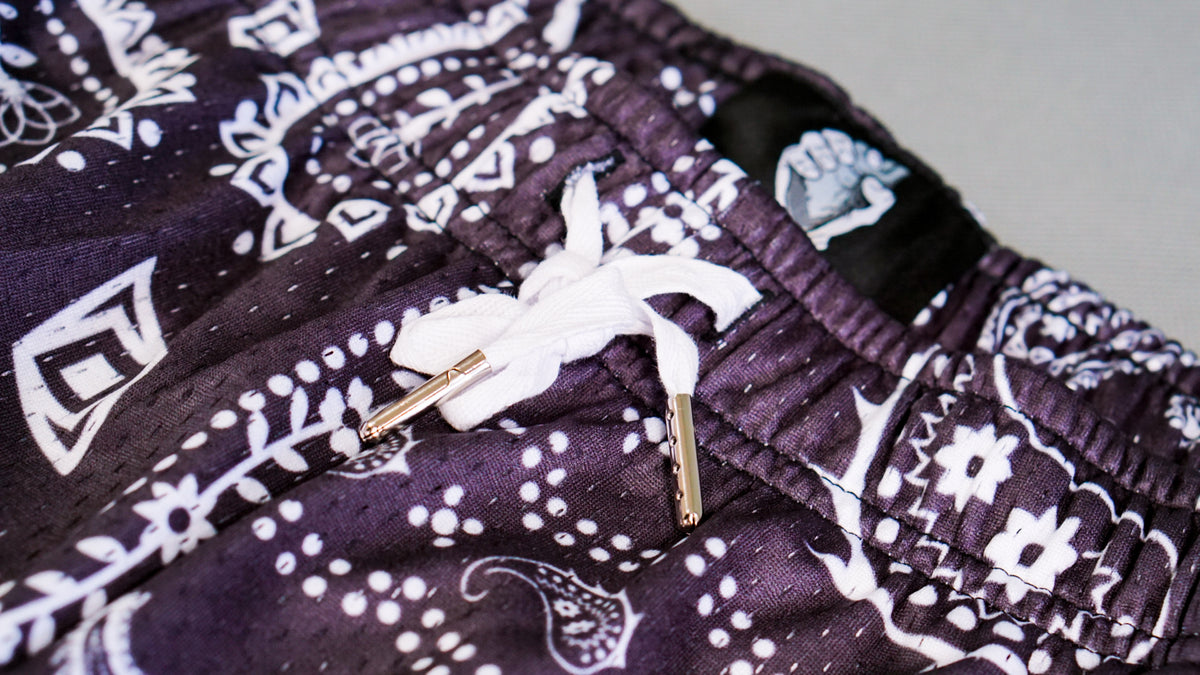 HOS Unisex Black Paisley Shorts