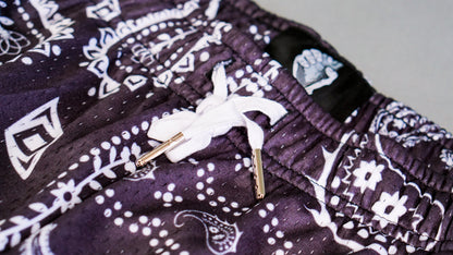 HOS Unisex Black Paisley Shorts