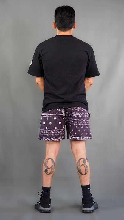 HOS Unisex Black Paisley Shorts