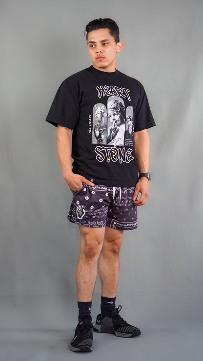 HOS Unisex Black Paisley Shorts