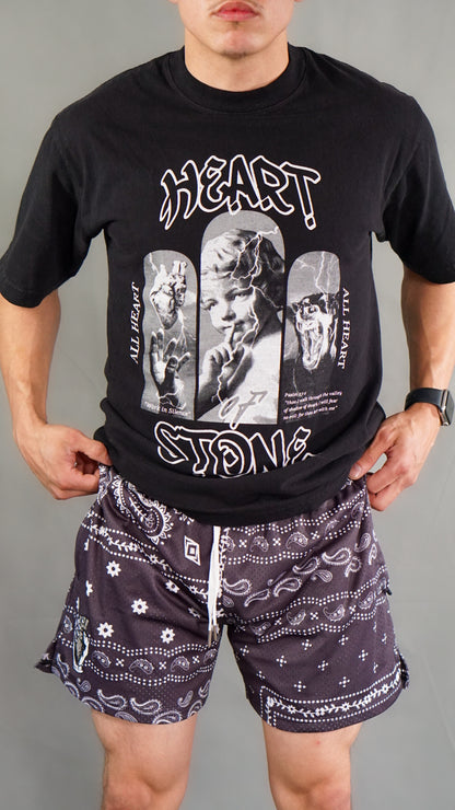 HOS Unisex Black Paisley Shorts